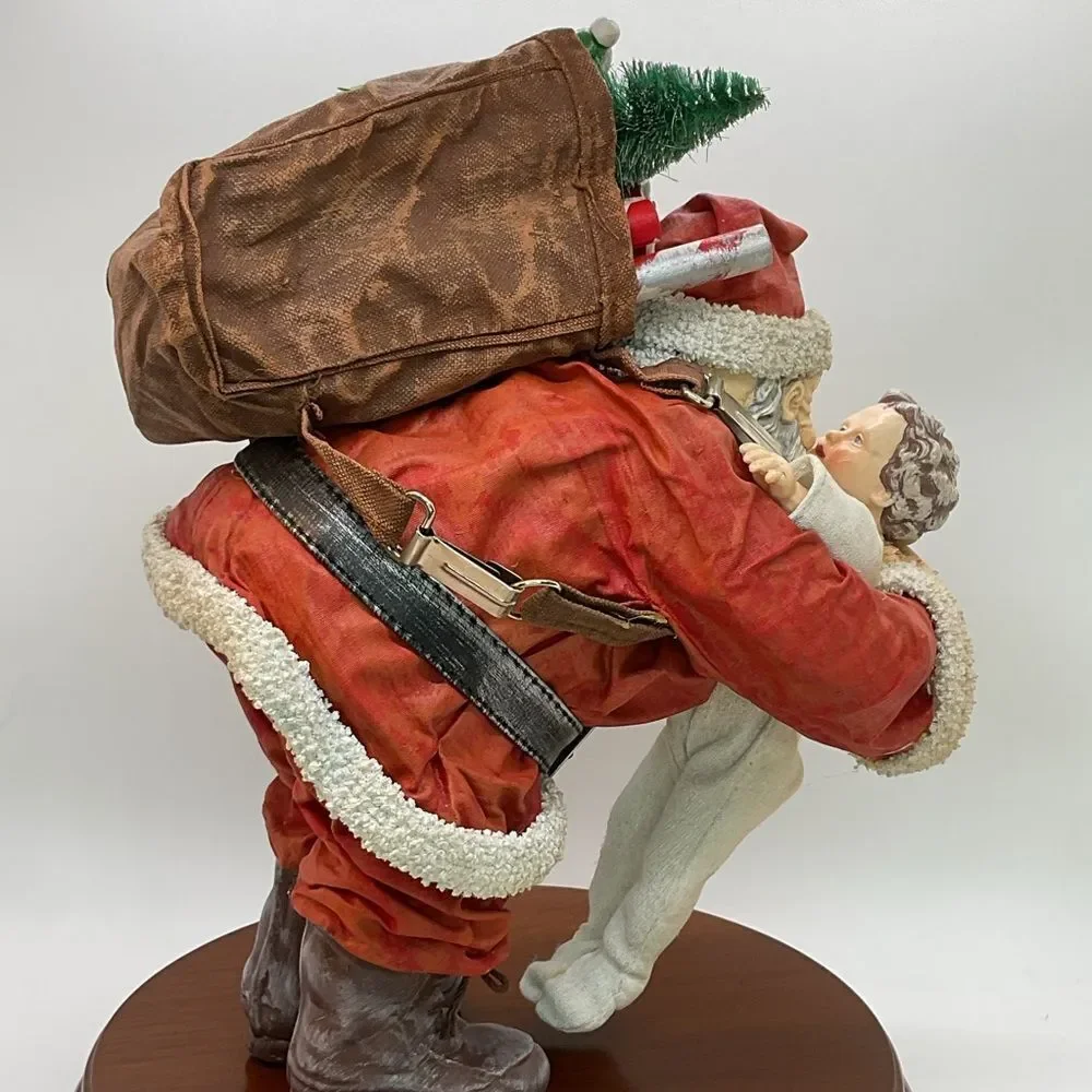 Clothtique Santa and Child Sculpture - Saturday Evening Post